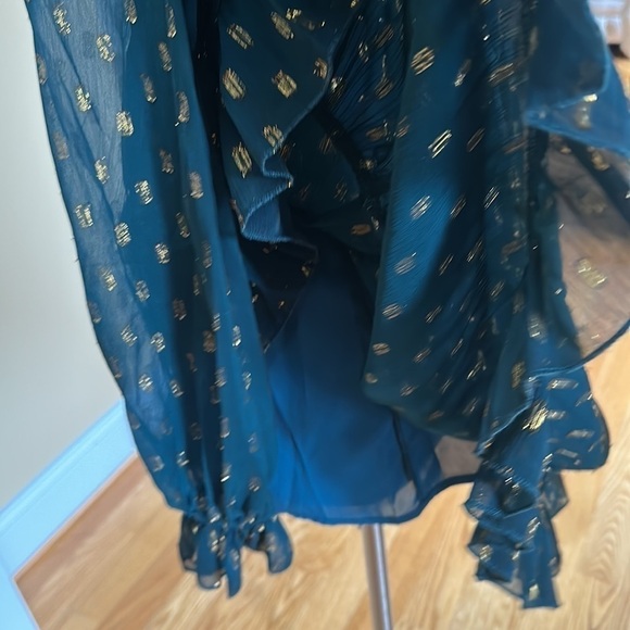 OPT Green Gold Mock Neck Mini Dress XS - Picture 7 of 11